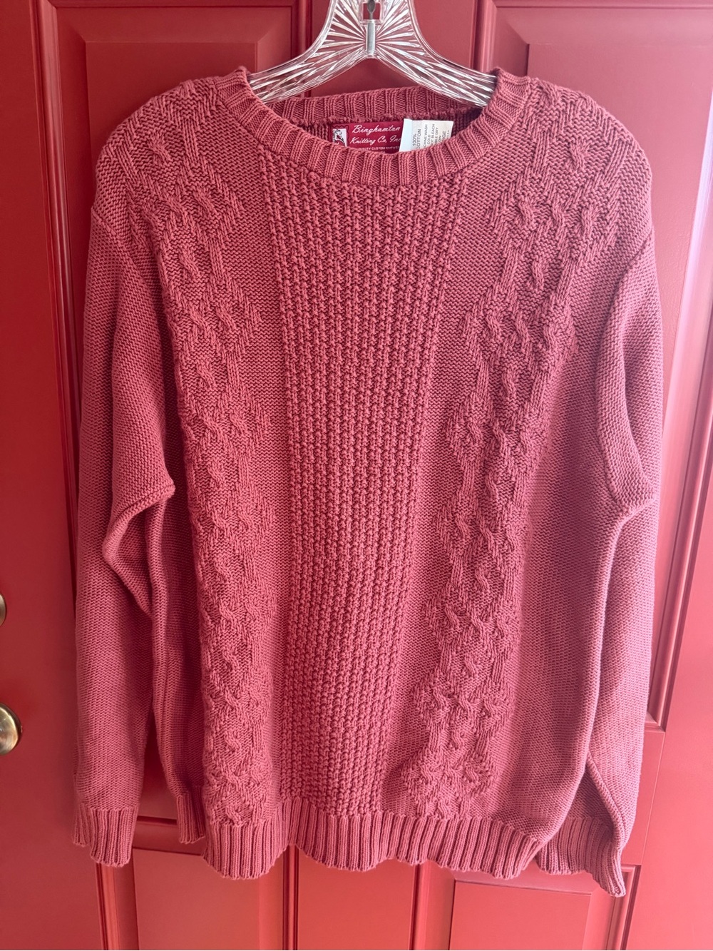Vintage Handmade Dusty Rose Cotton Sweater - Women size L